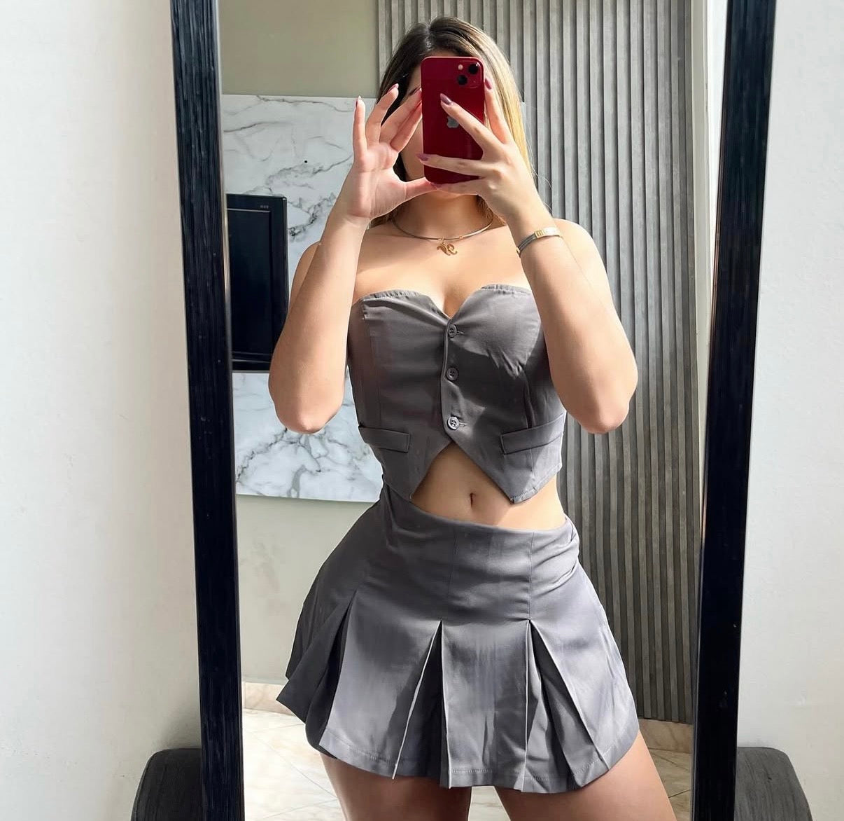 Corset + Falda tableada